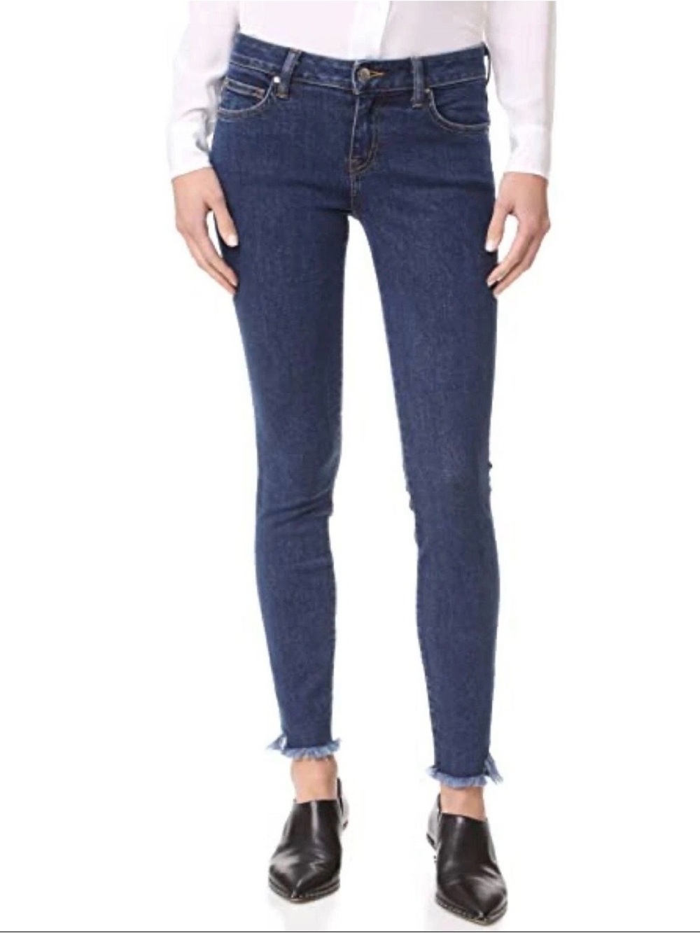 IRO Dark Blue Skinny Jeans with Raw Hem